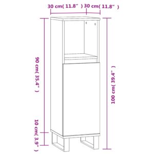 vidaXL Badrumsskåp vit högglans 30x30x100 cm konstruerat trä - Bild 12