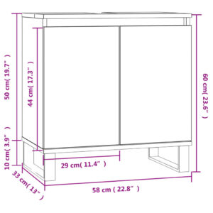 vidaXL Badrumsskåp svart 58x33x60 cm konstruerat trä - Bild 10