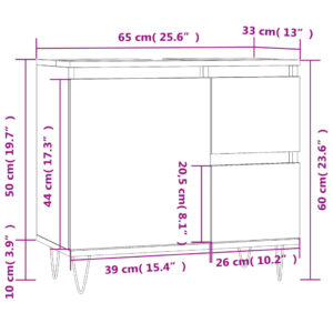 vidaXL Badrumsskåp betonggrå 65x33x60 cm konstruerat trä - Bild 11