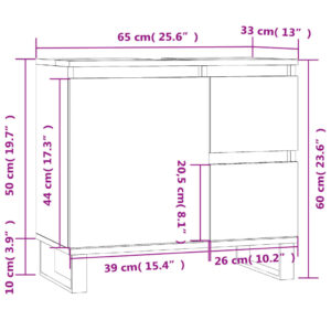 vidaXL Badrumsskåp vit 65x33x60 cm konstruerat trä - Bild 11