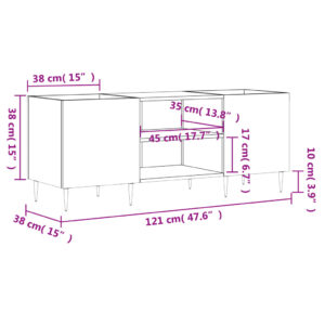 vidaXL Stereobänk svart 121x38x48 cm konstruerat trä - Bild 9