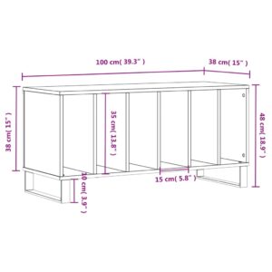 vidaXL Stereobänk betong-grå 100x38x48 cm konstruerat trä - Bild 9