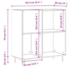 vidaXL Stereobänk betong-grå 84,5x38x89 cm konstruerat trä - Bild 10