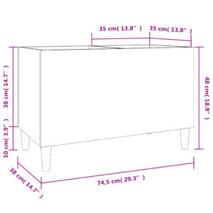 vidaXL Stereobänk brun ek 74,5x38x48 cm konstruerat trä - Bild 8