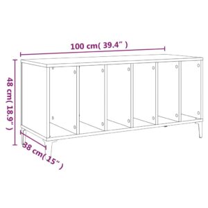 vidaXL Stereobänk betonggrå 100x38x48 cm konstruerat trä - Bild 8