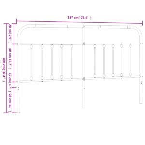 vidaXL Huvudgavel metall svart 180 cm - Bild 7