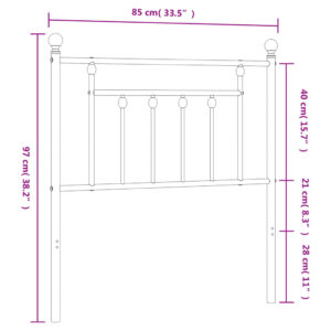 vidaXL Huvudgavel metall svart 80 cm - Bild 7