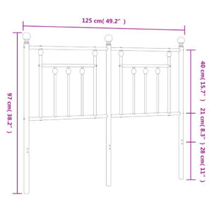 vidaXL Huvudgavel metall svart 120 cm - Bild 7