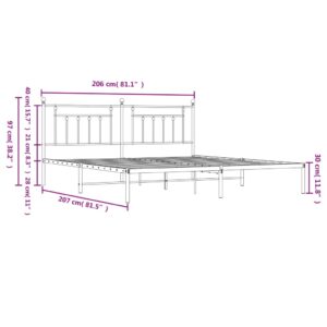 vidaXL Sängram med huvudgavel metall vit 200x200 cm - Bild 10