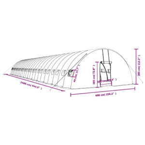 vidaXL Växthus med stålram grön 144 m² 24x6x2,85 m - Bild 12