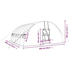 vidaXL Växthus med stålram vit 36 m² 6x6x2,85 m - Bild 12