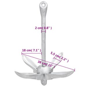 vidaXL Hopfällbart ankare silver 4 kg formbart gjutjärn - Bild 7