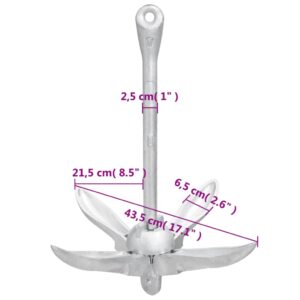 vidaXL Hopfällbart ankare silver 6 kg formbart gjutjärn - Bild 7