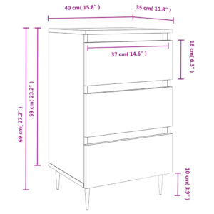 vidaXL Sängbord 2 st rökfärgad ek 40x35x69 cm konstruerat trä - Bild 11