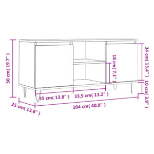 vidaXL Tv-bänk betonggrå 104x35x50 cm konstruerat trä - Bild 11