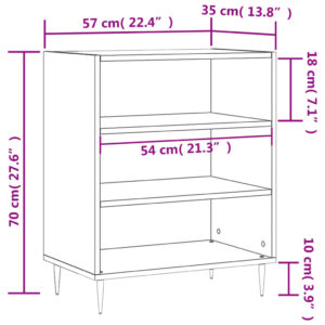 vidaXL Förvaringshylla vit 57x35x70 cm konstruerat trä - Bild 9