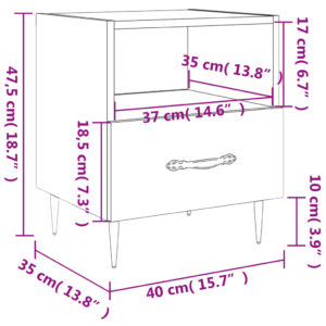 vidaXL Sängbord vit högglans 40x35x47,5 cm konstruerat trä - Bild 12