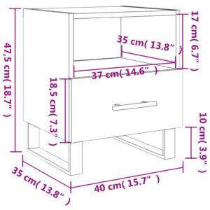 vidaXL Sängbord rökfärgad ek 40x35x47,5 cm konstruerat trä - Bild 12