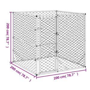 vidaXL Hundgård för utomhusbruk silver 2x2x2 m galvaniserat stål - Bild 5