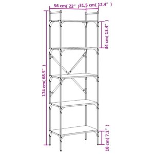 vidaXL Bokhylla med 5 hyllplan svart 56x31,5x174 cm konstruerat trä - Bild 9