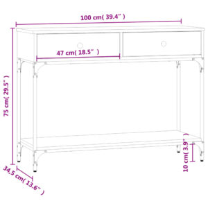 vidaXL Avlastningsbord rökfärgad ek 100x34,5x75 cm konstruerat trä - Bild 11