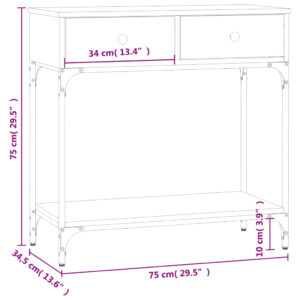 vidaXL Avlastningsbord rökfärgad ek 75x34,5x75 cm konstruerat trä - Bild 11