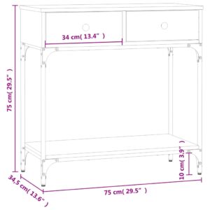 vidaXL Avlastningsbord brun ek 75x34,5x75 cm konstruerat trä - Bild 11