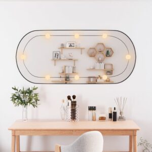 vidaXL Väggspegel med LED-belysning 45x100 cm glas oval - Bild 3