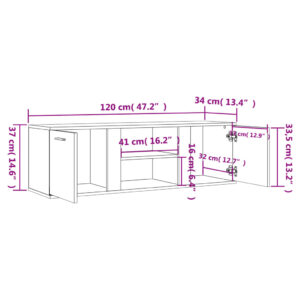 vidaXL Tv-bänk rökfärgad ek 120x34x37 cm konstruerat trä - Bild 9