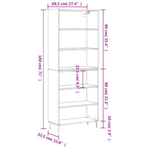 vidaXL Högskåp betonggrå 69,5x32,5x180 cm konstruerat trä - Bild 11