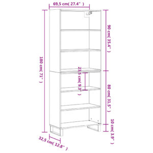 vidaXL Högskåp betonggrå 69,5x32,5x180 cm konstruerat trä - Bild 11