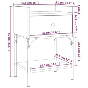 vidaXL Sängbord 2 st rökfärgad ek 40,5x31x60 cm konstruerat trä - Bild 12