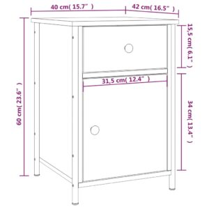 vidaXL Sängbord rökfärgad ek 40x42x60 cm konstruerat trä - Bild 11