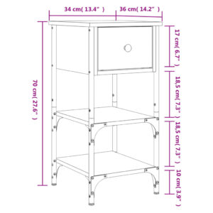 vidaXL Sängbord rökfärgad ek 34x36x70 cm konstruerat trä - Bild 11