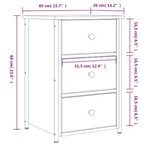 vidaXL Sängbord 2 st rökfärgad ek 40x36x60 cm konstruerat trä - Bild 12