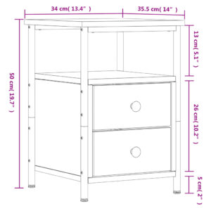 vidaXL Sängbord rökfärgad ek 34x35,5x50 cm konstruerat trä - Bild 10