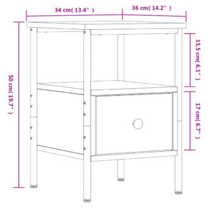 vidaXL Sängbord 2 st brun ek 34x36x50 cm konstruerat trä - Bild 12