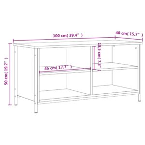 vidaXL Tv-bänk rökfärgad ek 100x40x50 cm konstruerat trä - Bild 8