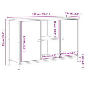 vidaXL Tv-bänk rökfärgad ek 100x35x65 cm konstruerat trä - Bild 11