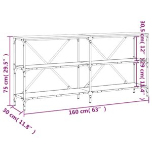 vidaXL Konsolbord rökfärgad ek 160x30x75 cm konstruerat trä och järn - Bild 9