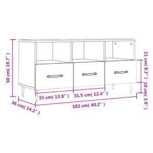 vidaXL Tv-bänk vit högglans 102x36x50 cm konstruerat trä - Bild 12