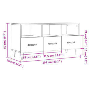 vidaXL Tv-bänk vit 102x36x50 cm konstruerat trä - Bild 12