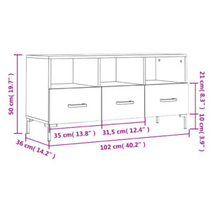 vidaXL Tv-bänk svart 102x36x50 cm konstruerat trä - Bild 12