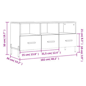 vidaXL Tv-bänk svart 102x36x50 cm konstruerat trä - Bild 12