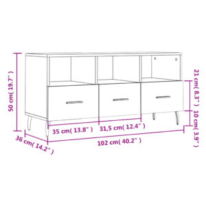 vidaXL Tv-bänk svart 102x36x50 cm konstruerat trä - Bild 12