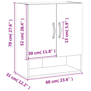 vidaXL Väggskåp vit högglans 60x31x70 cm konstruerat trä - Bild 12