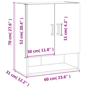 vidaXL Väggskåp grå sonoma 60x31x70 cm konstruerat trä - Bild 12