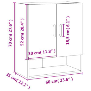 vidaXL Väggskåp rökfärgad ek 60x31x70 cm konstruerat trä - Bild 12