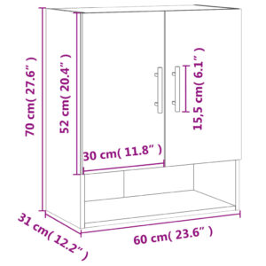 vidaXL Väggskåp vit 60x31x70 cm konstruerat trä - Bild 12