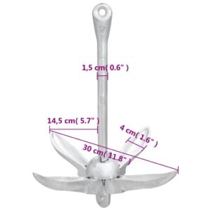 vidaXL Hopfällbart ankare med rep silver 1,5 kg smidbart järn - Bild 11